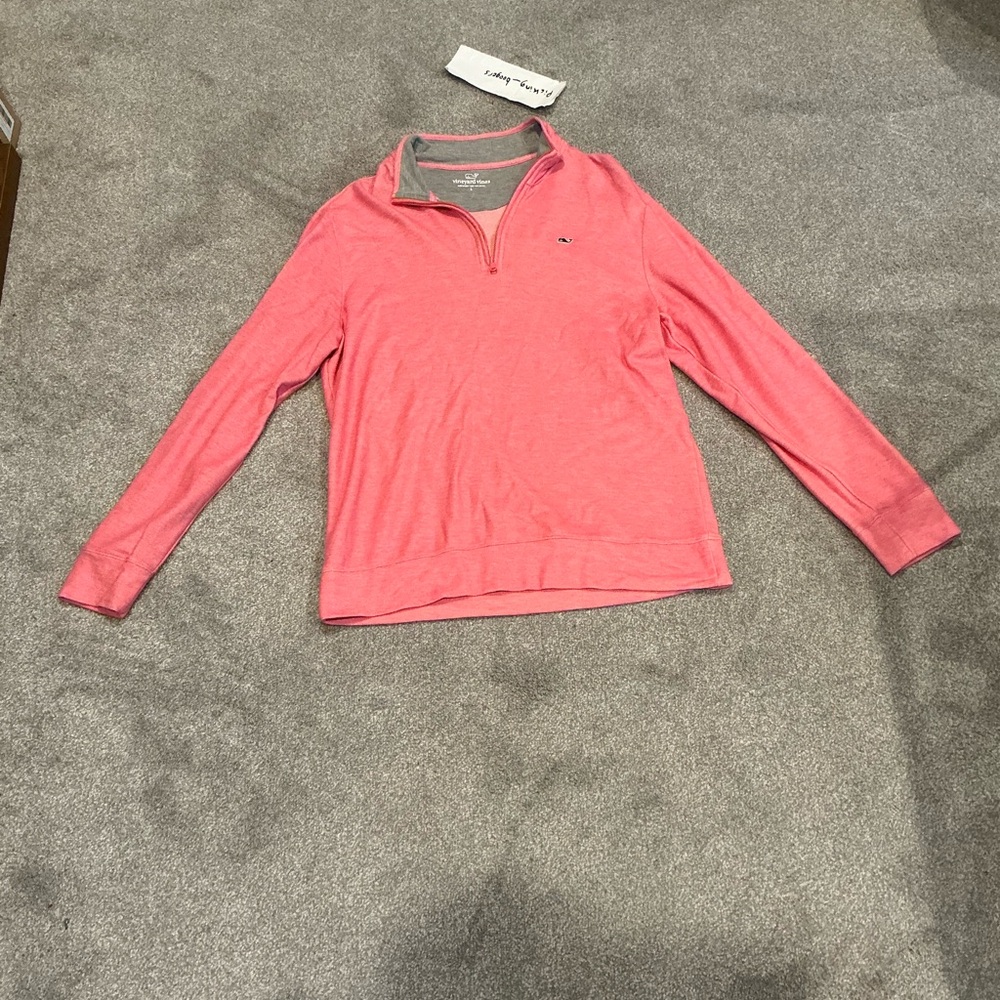 Vineyard Vines Pullover‎ Fleece Jacket Mens Large Pink 1/4 Preppy Performance